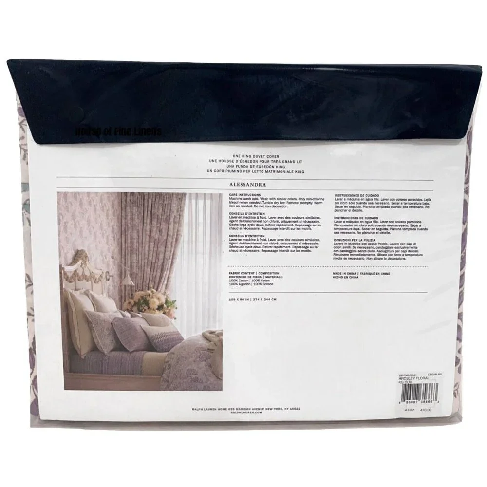 NEW $470 Ralph Lauren Alessandra Ardsley Duvet Cover!  King  Floral Cream Multi